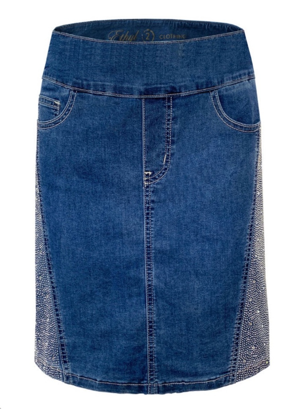 Ethyl Radiant Stretch Skirt -  Blue Denim Skirt